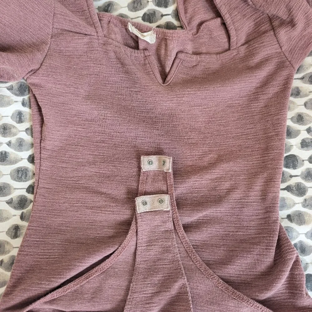 Altar'd State Pink Puff Sleeve Bodysuit